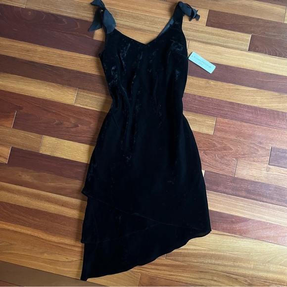 Dresses & Skirts - VINTAGE VELVET ASYMMETRICAL DRESS SHOULDER BOWS